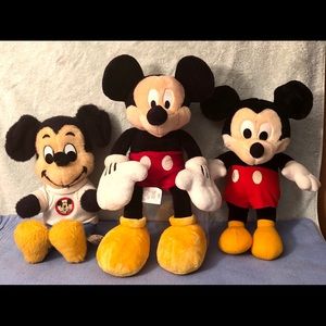 Set of 3 Vintage Mickey Mouse Plush Stuffed
